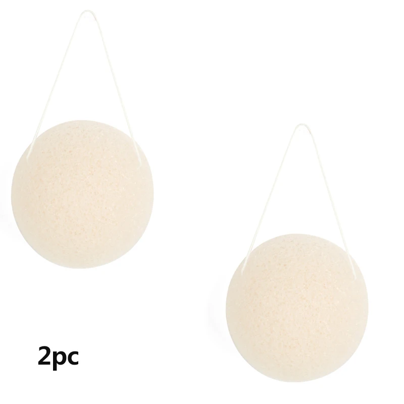 white 2pc 2 шт., Очищающий спонж для лица, натуральная косметика Konjac, пуховка, очищающая, моющая, уход за лицом, пудра, инструменты для макияжа - Цвет: white 2pc