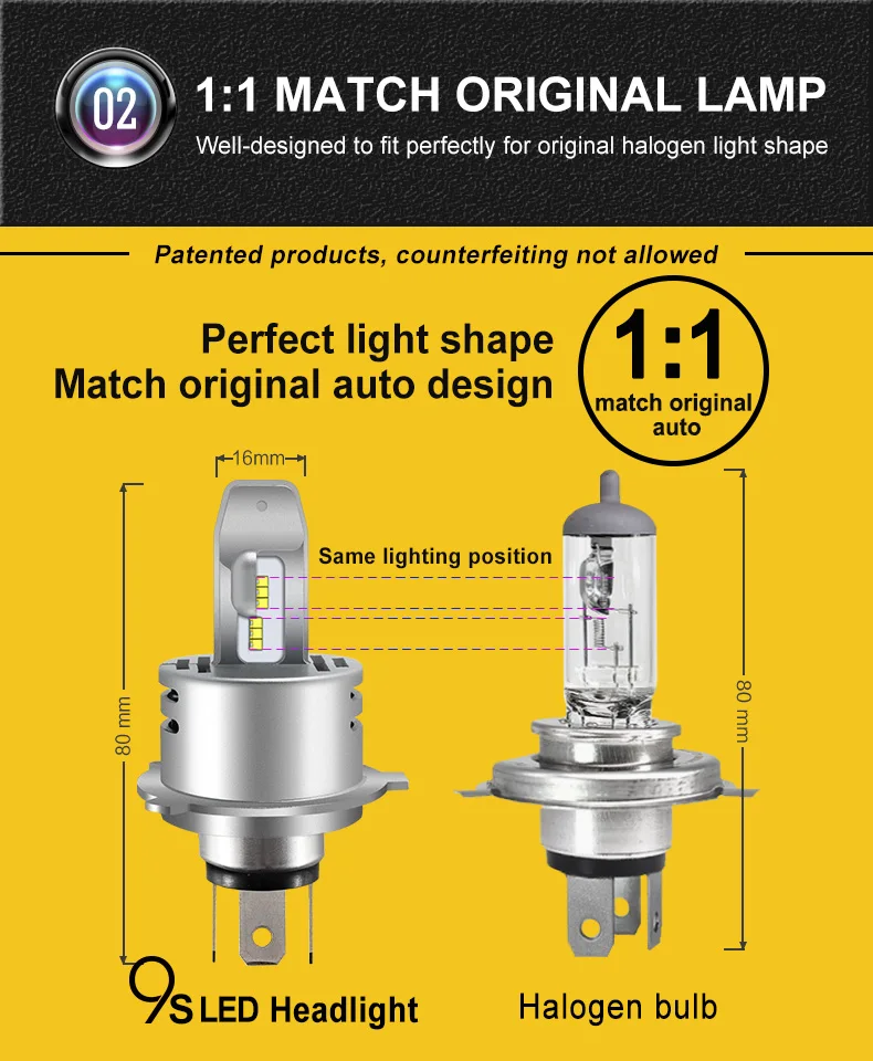 Par Philips ZES чип H4 H7 levou 80 Вт 18000LM 9S Integrado фарол Do Carro Hi / Lo Feixe de Auto Lampadas Canbus Universal