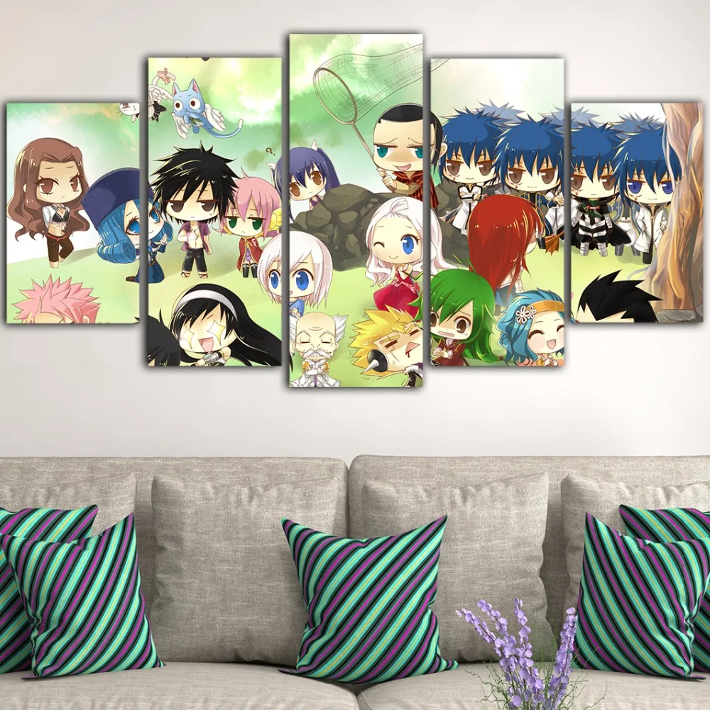 5 шт. феи хвост холст картины постеры и принты настенные для гостиной постер аниме