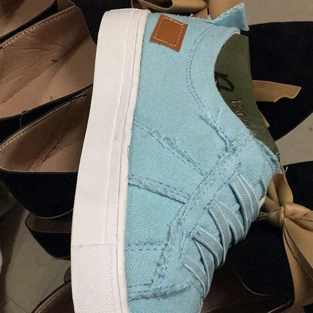 Flat-Bottomed Casual Single Shoes Women's Peas Shoes Summer Beach Blue Gray White Pink Purple Concise Canvas Shoes#G4