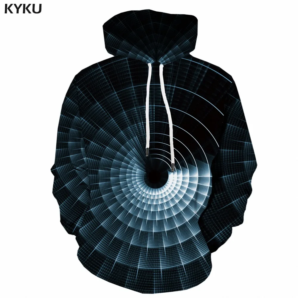 KYKU 3d толстовки для мужчин Vortex Толстовка космическая фантазия гипноз принт черная