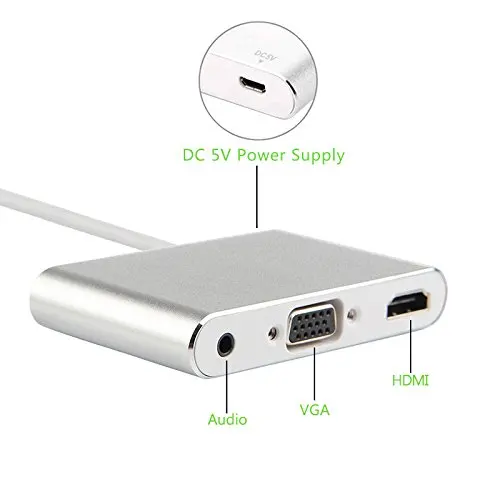 3 в 1 8 контактный аудиоадаптер VGA и HDMI с портом питания Micro USB аудиопортом 5 мм для