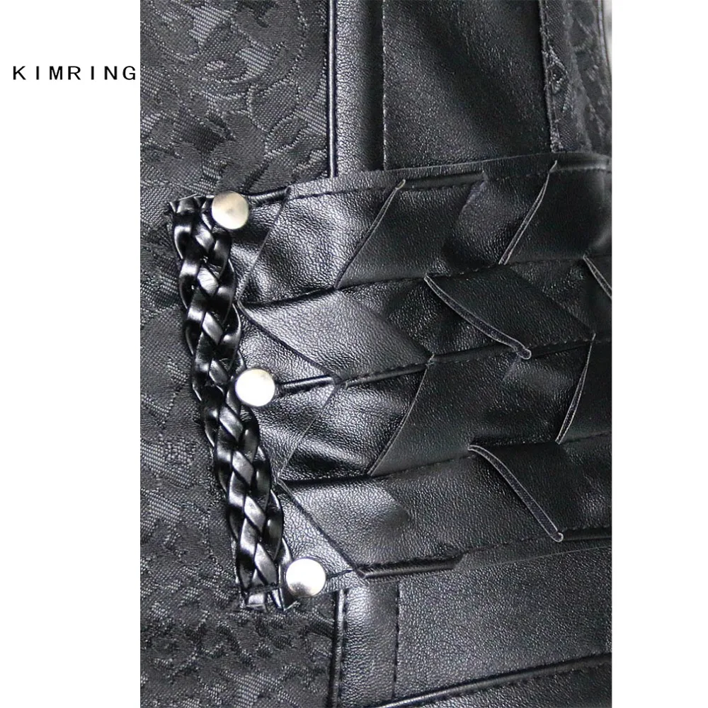 Kimring Sexy Steampunk Steel Boned Artificial Leather Corsets Bustier Underbust Corset Waist Trainer Hourglass Figure Corselet | Женская