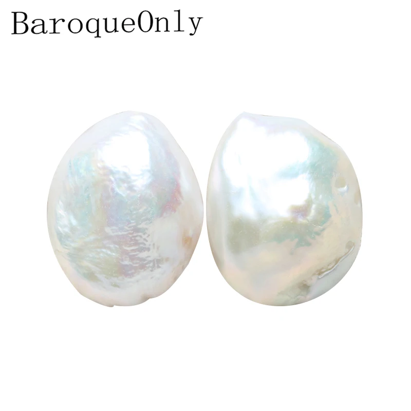 BaroqueOnly большой размер DIY кулон ожерелье Изготовление ювелирных изделий пресноводный барокко белый жемчуг голые бусы пара Би
