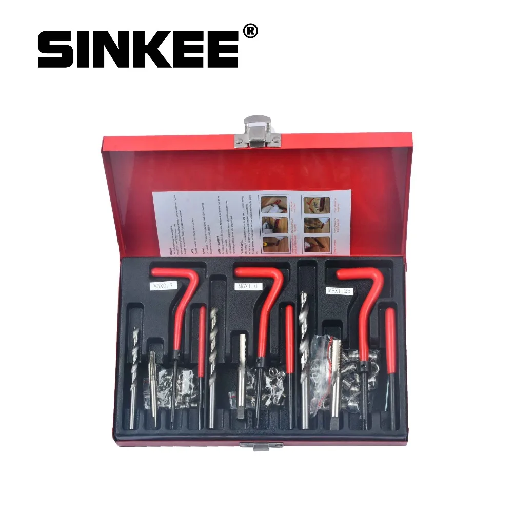 103 шт. Набор для ремонта резьбы Recoil Insert Drill Tap Car Garage Tools M5 X 0 8 M6 1 M8 25 SK1837| |