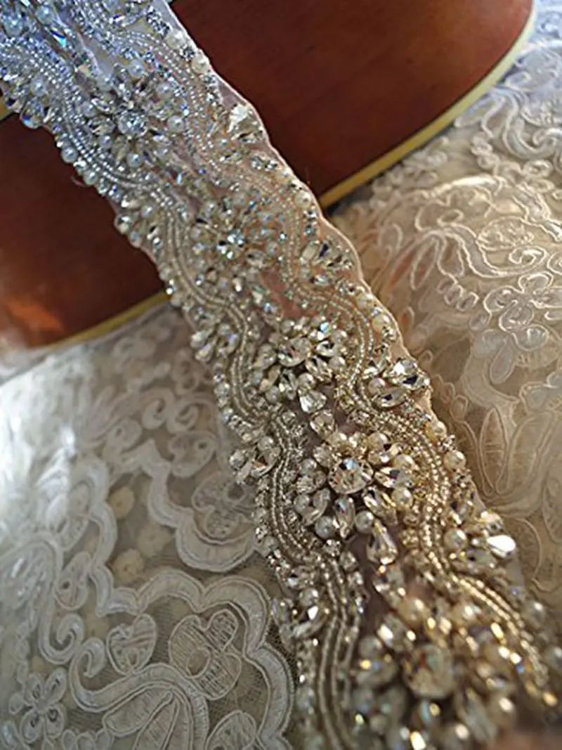 1 ярд повязки на голову Свадебная Стразы с бисером свадебная Хрустальная