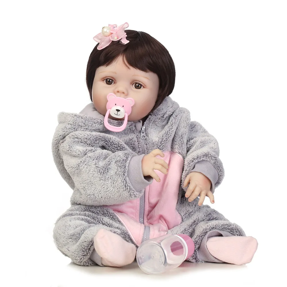 NPK 56 см реалистичные bebe bonecas полностью силиконовые детские куклы для девочек с