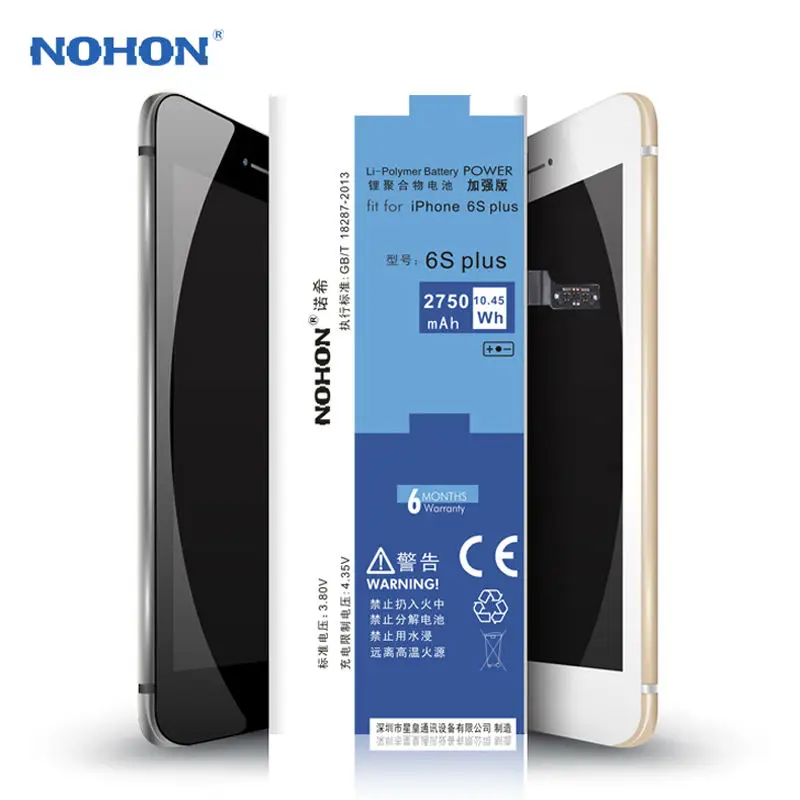 100% оригинал NOHON 2750 мАч встроенный аккумулятор для телефона iPhone 6S Plus 6sPlus 5