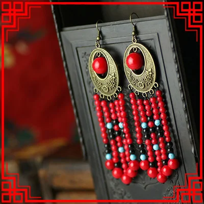 Медные висячие серьги ручной работы новые этнические ювелирные изделия