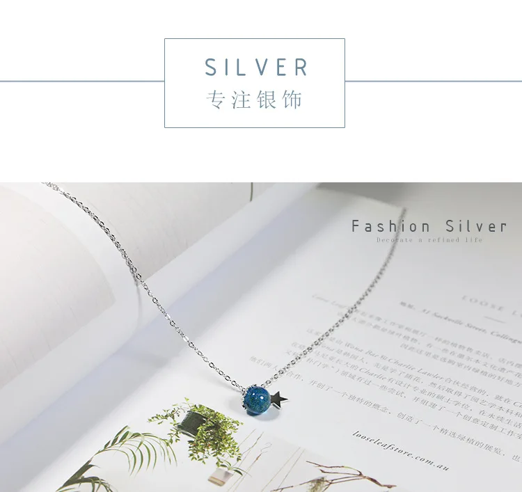 Pendule подвеска с синим кристаллом ожерелье Звезда Чокер-колье bijoux femme(украшения своими руками) ожерелья и майку тунику Колье серебро 925 ювелирные изделия колье-чокер