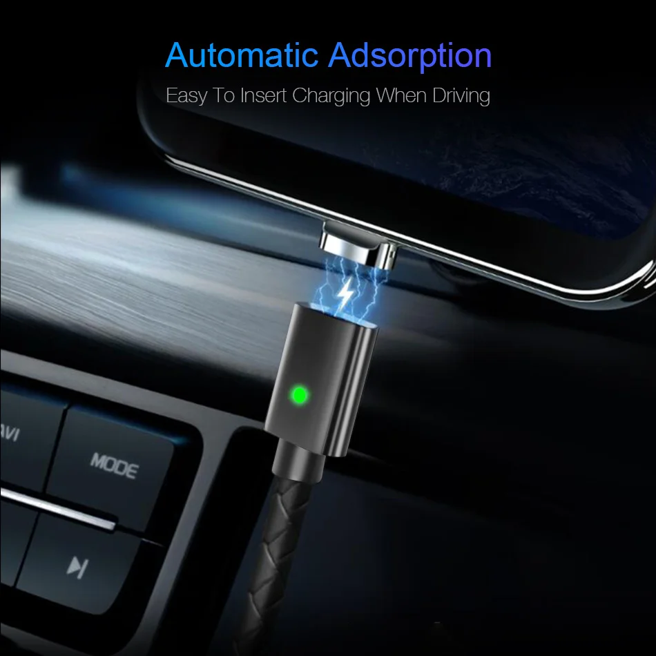 JUSFYU Магнитный кабель 3A быстрой зарядки с разъемом Micro USB Type C для iPhone Samsung Xiaomi