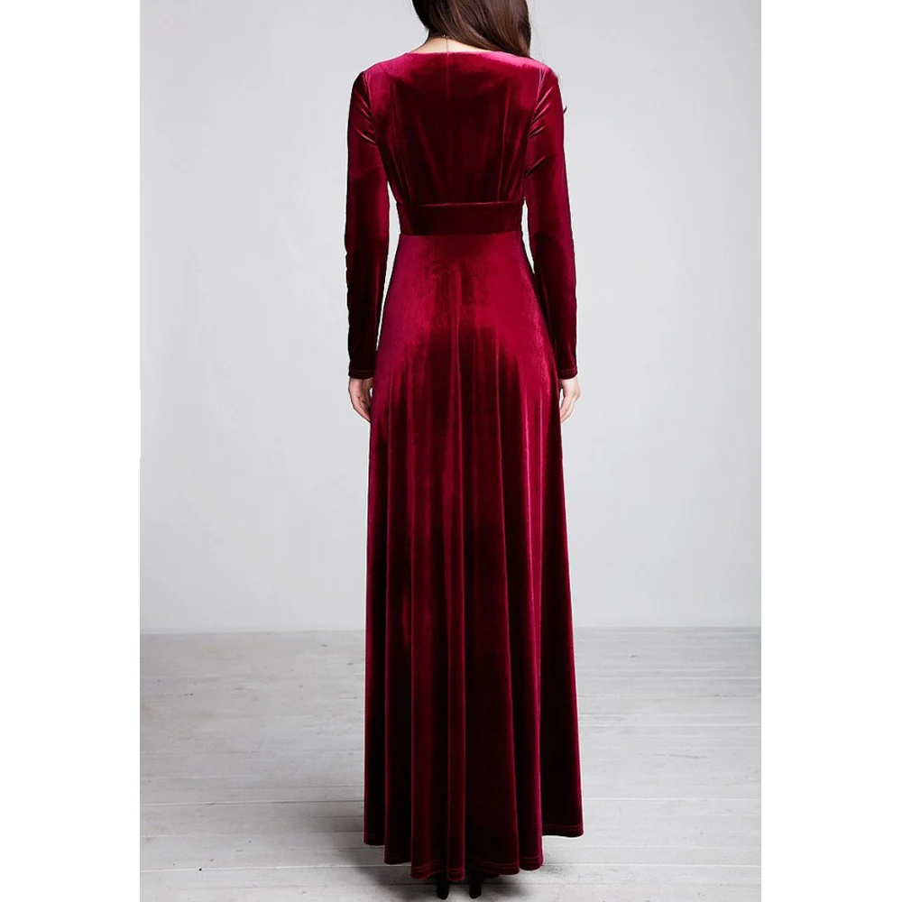 New 2021 Fall Winter Dress Women Elegant Casual Long Sleeve Ball Gown Dress Vintage Velvet Party Dresses Black
