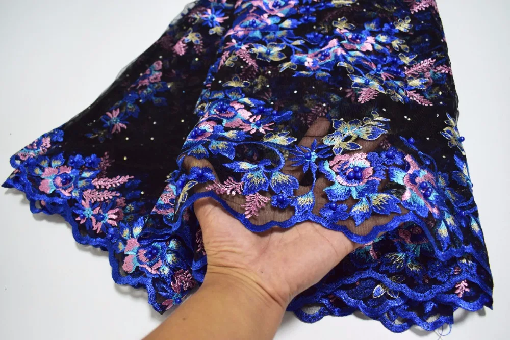 

Retail high quality wine color african french lace fabric hot sale 3d lace fabric with beads for wedding NL10491