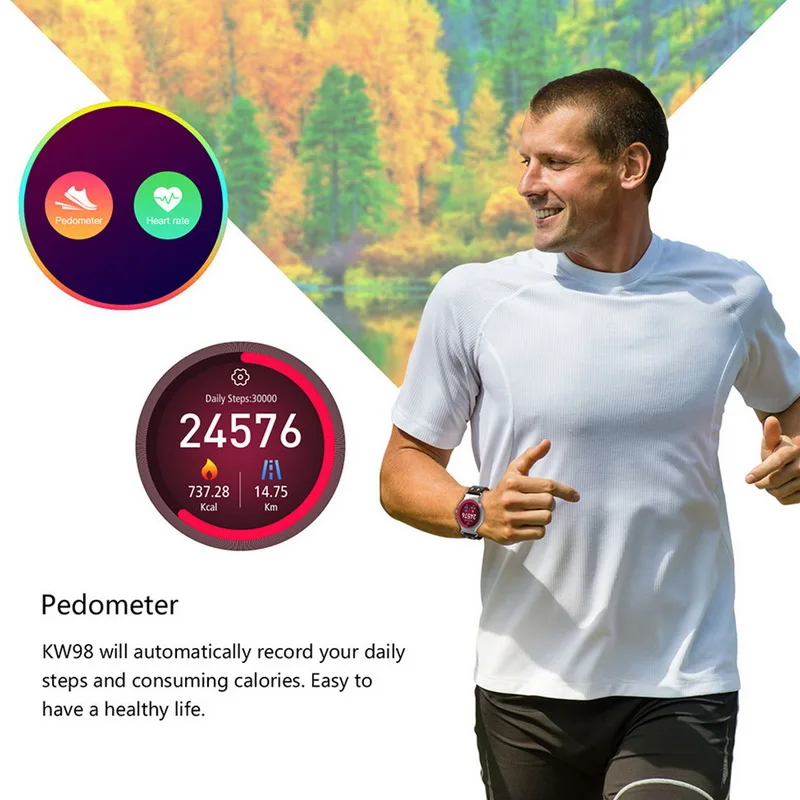 Kw98 Смарт-часы Android 5.1 8 ГБ/512 МБ Wi-Fi GPS Bluetooth SmartWatch сердечного ритма Мониторы MTK6580 android