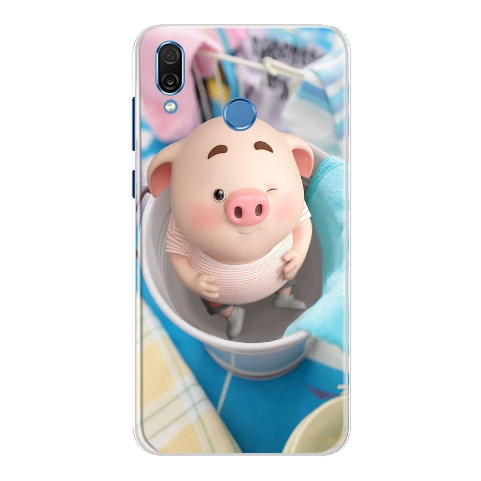 For Fundas Huawei P Smart 2019 Case Silicone 3D Soft TPU Cute Cartoon Clear Back Phone Cases POT-LX1 | Мобильные телефоны и