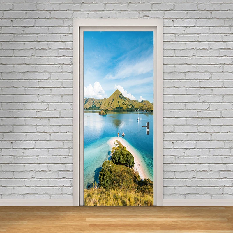 2pcs/set New Arrival Mountains Door Sticker Wall Stickers Wallpaper Living Room Home Decoration Home Decals Mural Arts Poster