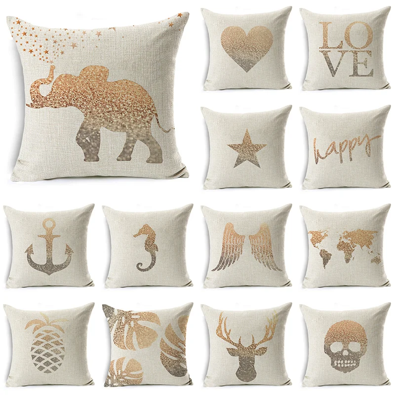 

Геометрическая Золотая наволочка WZH, 45x45 см, льняная декоративная наволочка, искусственная наволочка