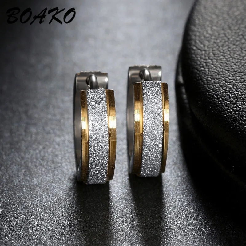 gold silver BOAKO, маленькие серьги-кольца, нержавеющая сталь, пирсинг, круглые серьги Huggies для женщин и мужчин, Ушные Кольца, клипсы, круг цвет золотой, серьги - Окраска металла: gold silver