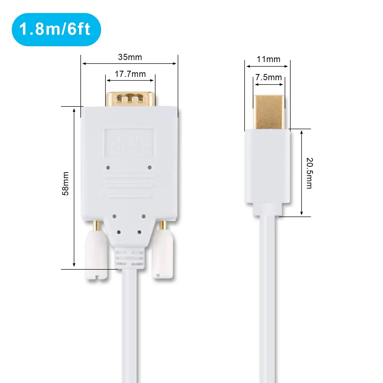 Кабель Mini DP к VGA адаптер DisplayPort (Thunderbolt 2) К совместимый с Mackbook Pro/Air IMac Dell Monitor