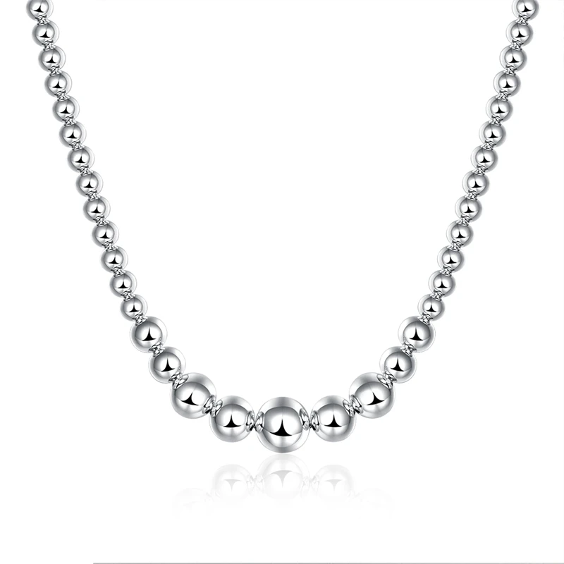 Женский браслет AGLOVER длинный с цепочкой серебристого цвета бусинами | Украшения и