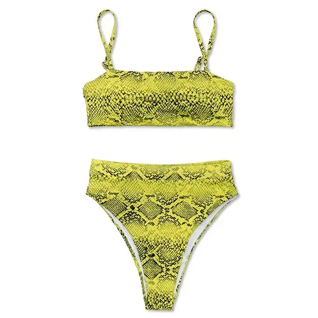 Yellow snake YOUDIAN, бикини, высокая талия, бикини, женский купальник, сексуальный, бикини, набор, Одноцветный, купальный костюм, Бразильская пляжная одежда, пуш-ап, высокая талия, бикини - Цвет: Yellow snake