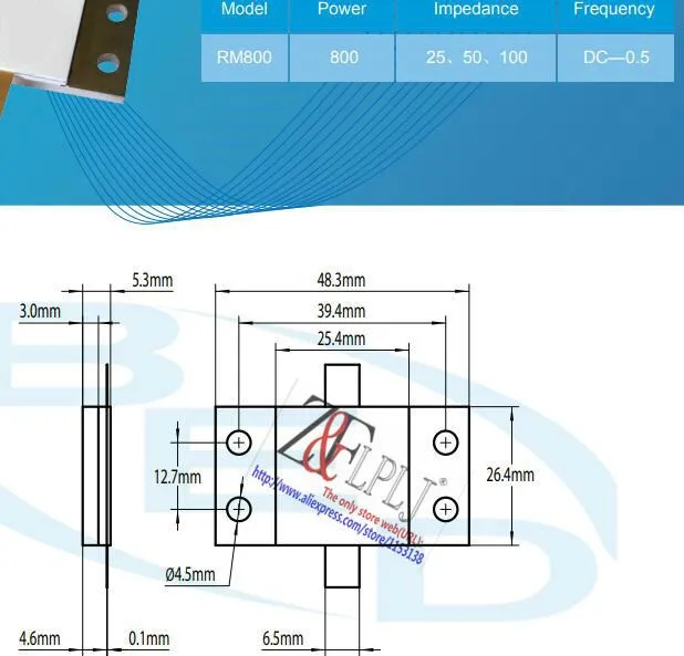 Радиорезисторы RM800-50 800 Вт 50 Ом DC-0.5 ГГц RM800 фиктивный нагрузочный резистор