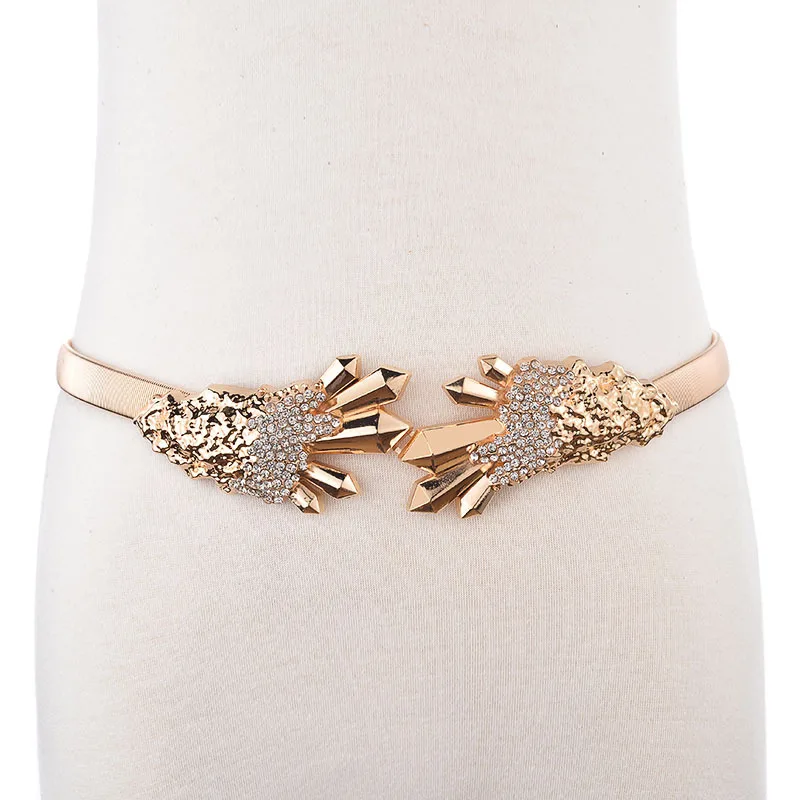 Роскошные Для женщин пояс застежка спереди стрейч металлические листья