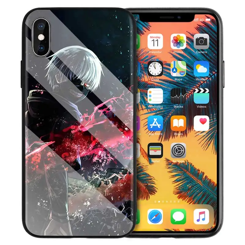 Закаленное стекло чехол для iPhone 7 X чехол для iPhone 11 11Pro 8 6 6S XR XS MAX Plus аниме мультфильм ваше имя один кусок Наруто Чехол