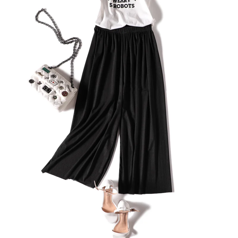 Летние брюки для Для женщин широкий штанине шифон женский тонкий рыхлый Pantskirt