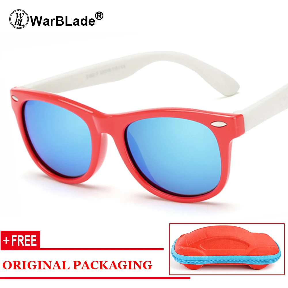 red blue lens WarBLade Дети Мальчики TR90 Небьющийся поляризованных солнцезащитных очков детей штанишки для девочек с покрытием Polaroid Солнцезащитные очки Спортивные UV400 зеркало - Цвет линз: red blue lens