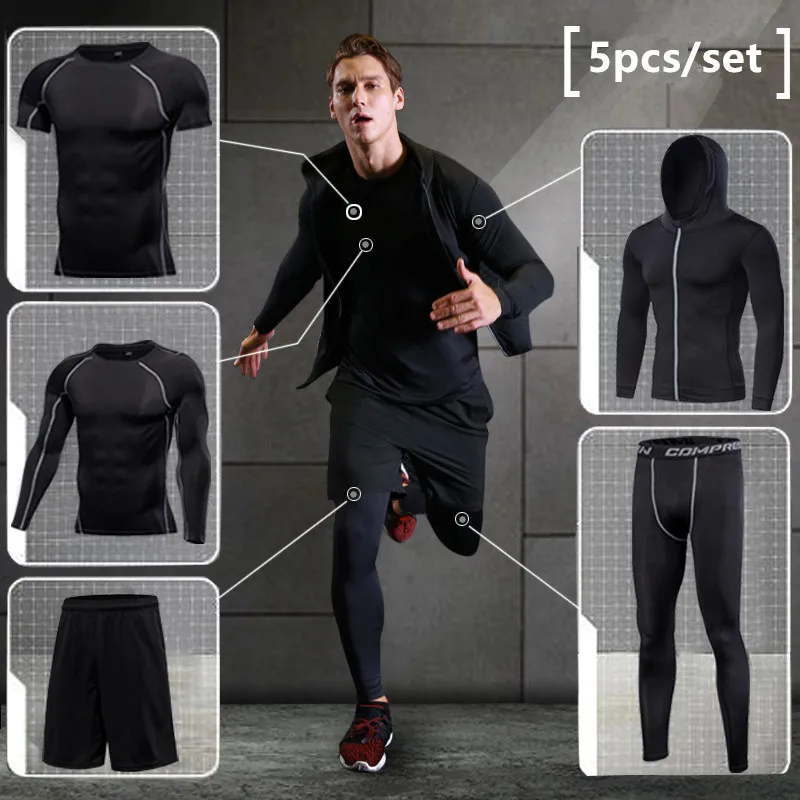 2020 набор для бега Мужской спортивный костюм компрессионный баскетбольный бег
