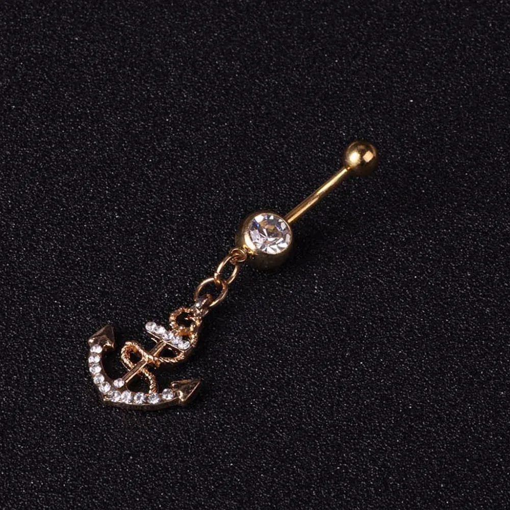 1 шт. стальные кольца для пупка Хрустальный пирсинг номбрил серьги золото Пирсинг