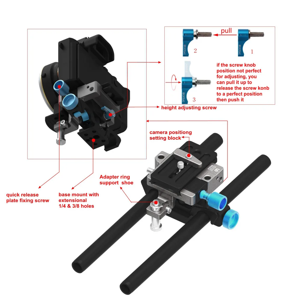 Опорная пластина FOTGA DP500 Mark III 3 QR 15 мм для FF BMCC FS700 A7 II 5D2 5D3|15mm rod|fotga dp50015mm rod rig |