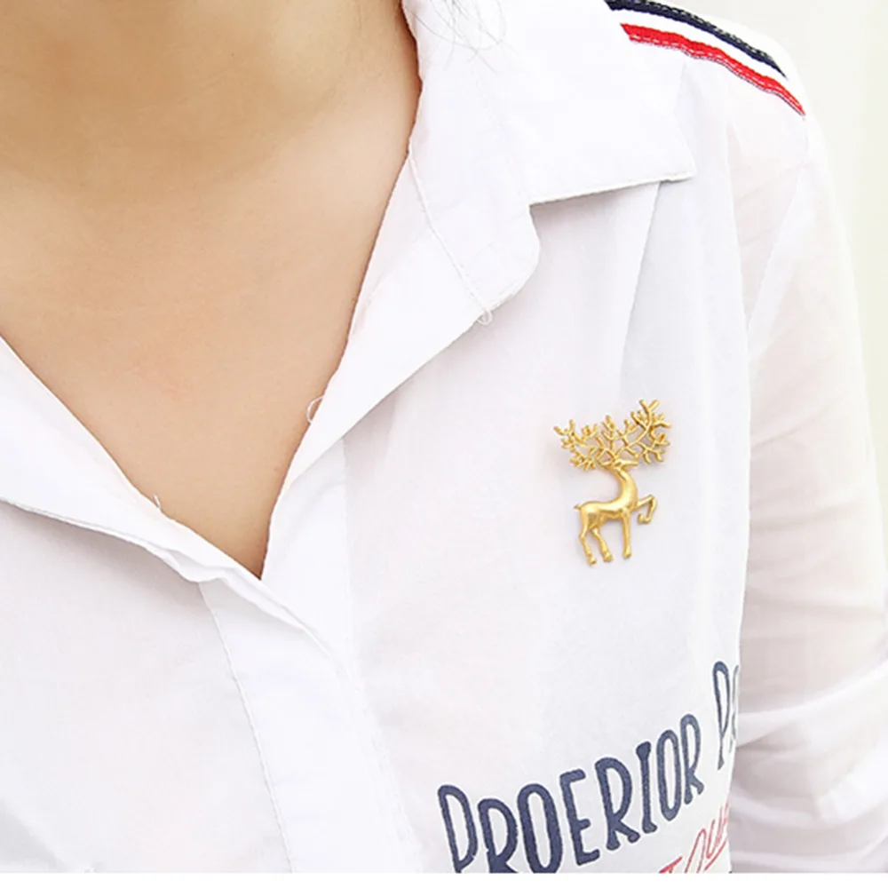 FATPIG Рождественская брошь мечта фея скраб матовое золото золотой Лось броши Ретро