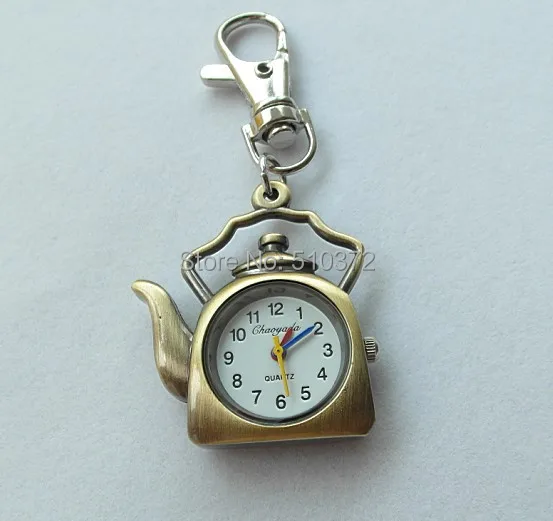 5pcs/lot kettle teapot shape watches Quartz Pocket keychain necklace for Woman ladies girls children boy H50 | Наручные часы