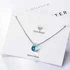 Женское ожерелье с подвеской в виде капли воды, голубого цвета, чокер, ювелирные изделия SAN39, короткая цепочка на ключицы