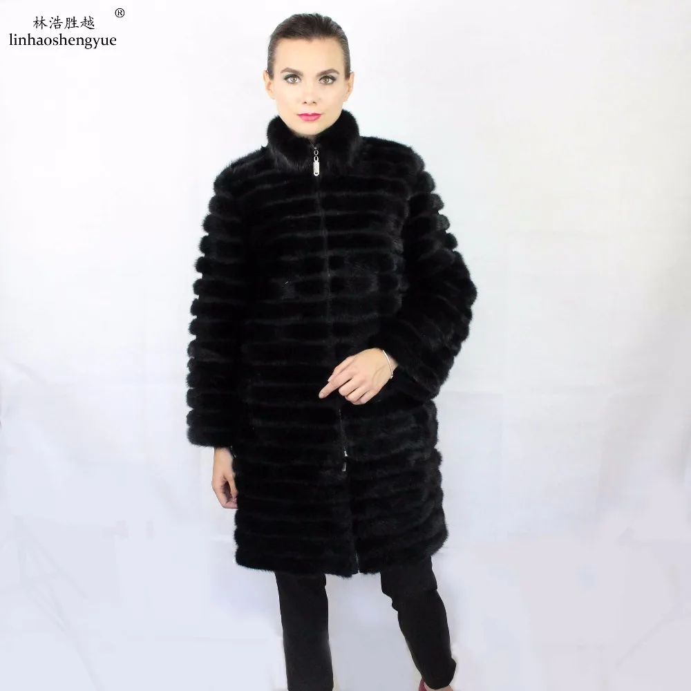 Linhaoshengyue Real Mink Fur  Long Grey Blue Black  90cm    Mink Fur Coat Freeshipping 2:2.2