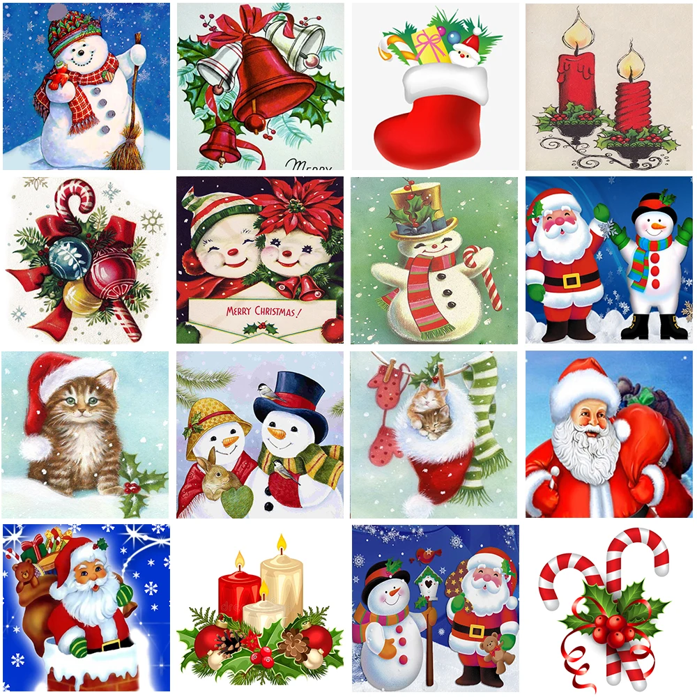 

Алмазная картина kerstkaarten 5D, сделай сам, полный квадратный круглый камень, бусина, алмазная живопись, стразы, вышивка крестиком, Рождественска...