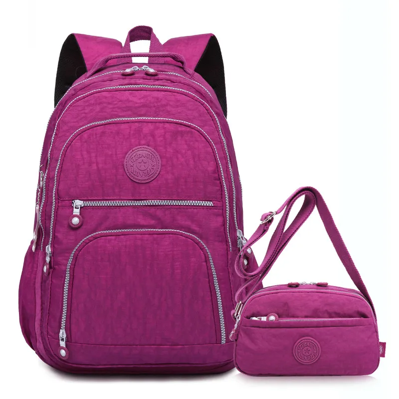 Purple Red TEGAOTE, комплект из 2 предметов, нейлоновый женский рюкзак, школьная сумка для девочек-подростков, рюкзак на плечо, композитная сумка, ранец, Mochila Feminina - Цвет: Purple Red