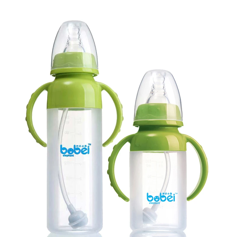 Bobei Elephant Feeding Bottle Full Gel Straw Handle Antibiosis Rice Paste Sippy Cup Soft With Spoon And Nipple 120ml |
