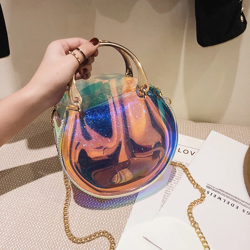 Многоцветный прозрачный женский кошелек Детская упаковка цепочка милый стиль