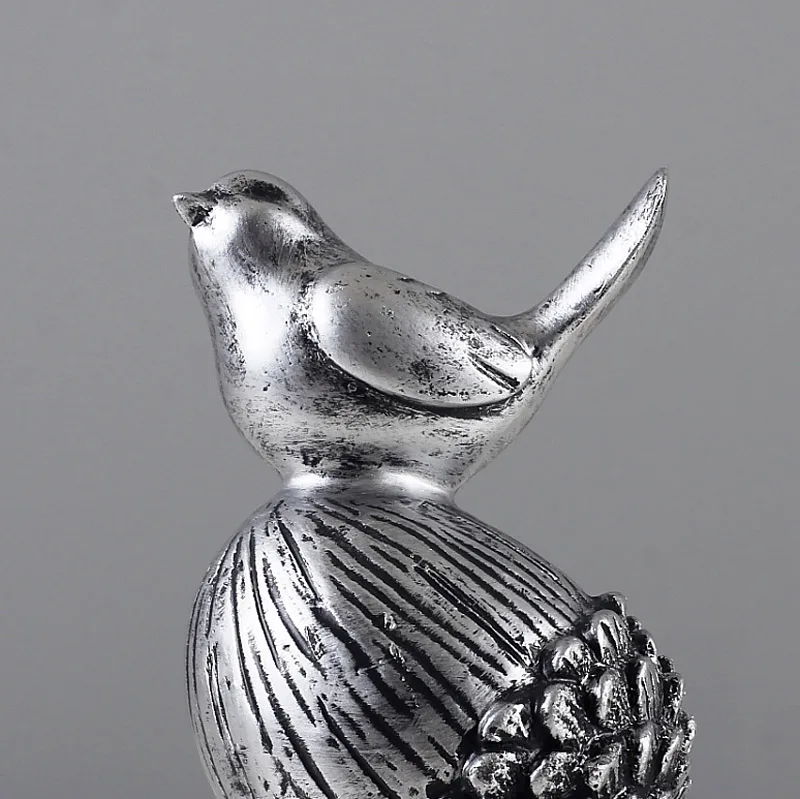 Антикварная Серебряная сосна птица украшения для дома шкаф телевизора украшение