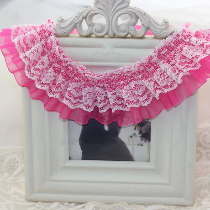 Двухслойная Складная кружевная отделка ширина 5 см ткань ручной работы с