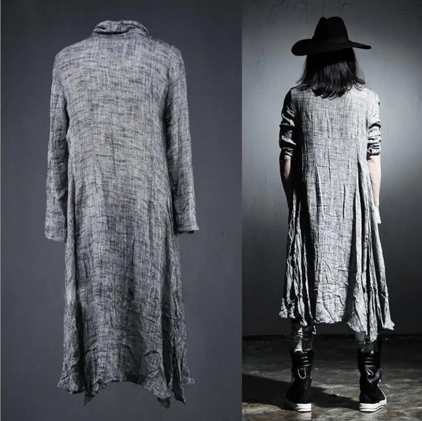 Мужская льняная рубашка с шалью GD уличный стиль большие размеры костюмы новинка