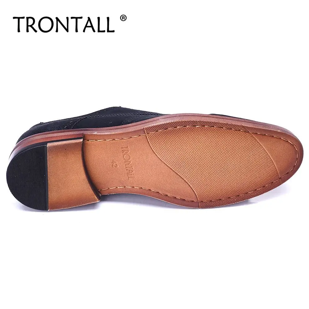 TRONTALL British Style Oxford 100% Genuine Leather Cowhide Lace-up Pattern Handmade Men's Shoes for Business Wedding Black | Обувь
