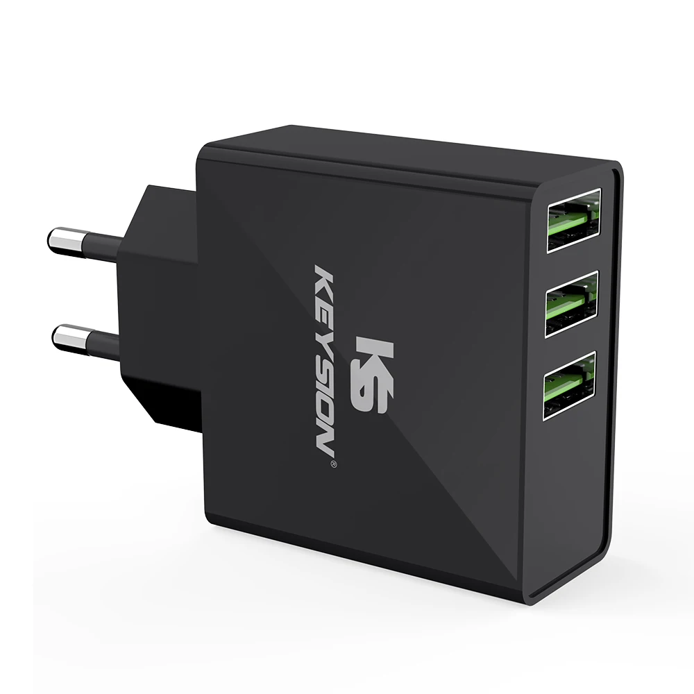 KEYSION светодиодный цифровой 3 порта USB зарядное устройство универсальное настенное зарядное устройство для мобильного телефона для iPhone XS MAX XR X 8 7 для samsung S8 S9 адаптер - Тип штекера: Black EU Plug