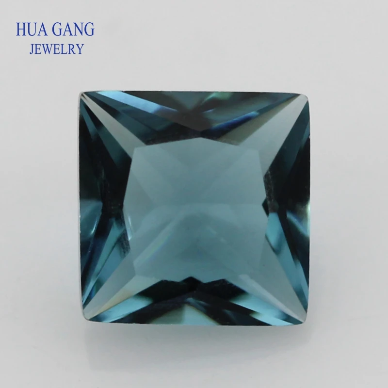 

Ink Blue Color Glass Gems Square Shape Princess Cut Loose Glass Beads Synthetic Gems For Jewelry Size 3x3~10x10mm Free Shipping