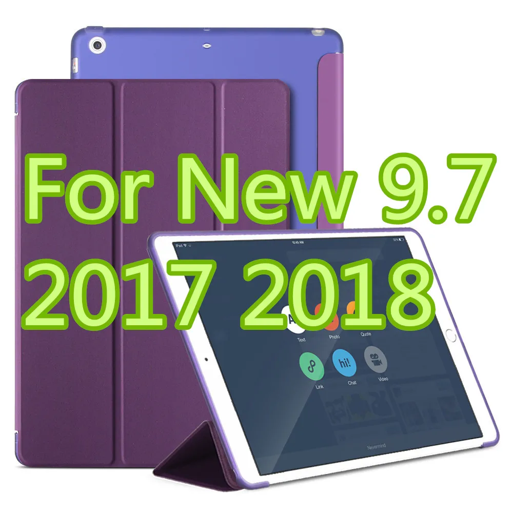 Чехол owswin для нового iPad 9,7 TPU кожаный чехол Мягкий силиконовый чехол для iPad умный чехол 9,7 дюймов A1822 A1893 - Цвет: purple