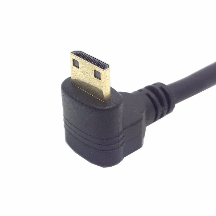 90 градусов вниз прямоугольный мини HDMI штекер к HDMI Женский адаптер кабель 10 см черный
