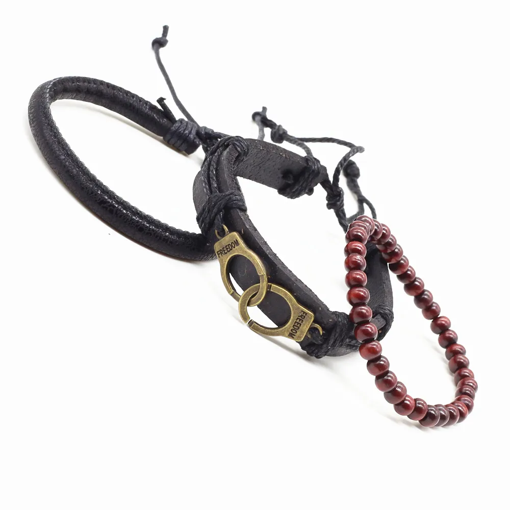Винтажный кожаный браслет ручной работы с бусинами 3 шт./компл.|bracelets for|leather bracelets